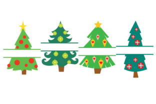 Christmas Tree Split Design Monogram Frames for Crafts