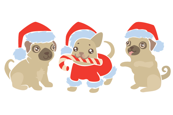Festive Dogs with Santa Hats Design Set for Christmas Crafts